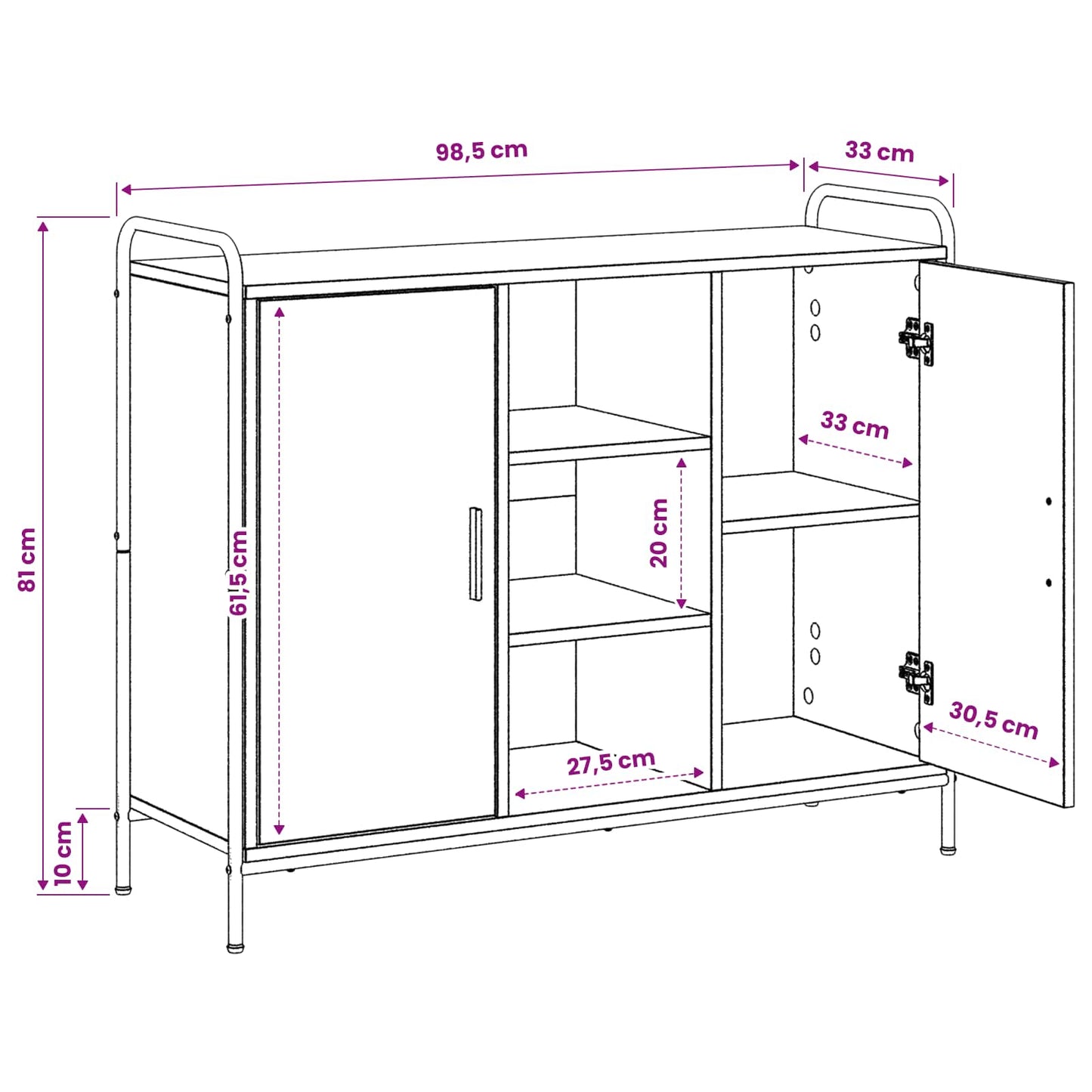 Sideboard Artisan-eg 97 x 33 x 81 cm Konstrueret træ