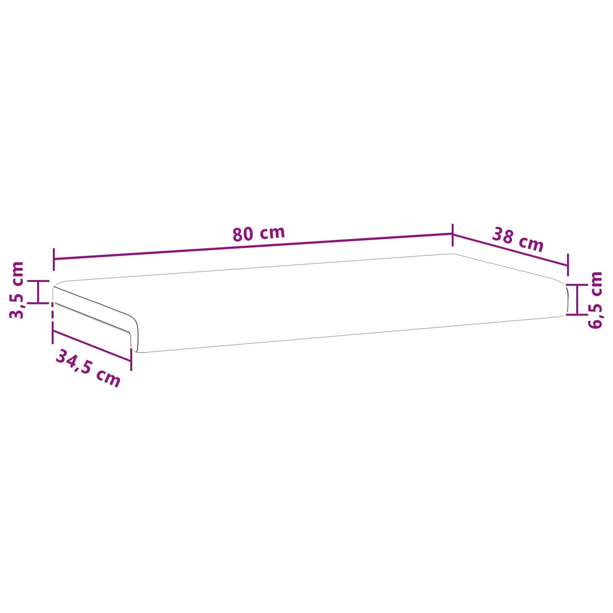 Bænkpude Fløjl Gul Dybde 35 cm