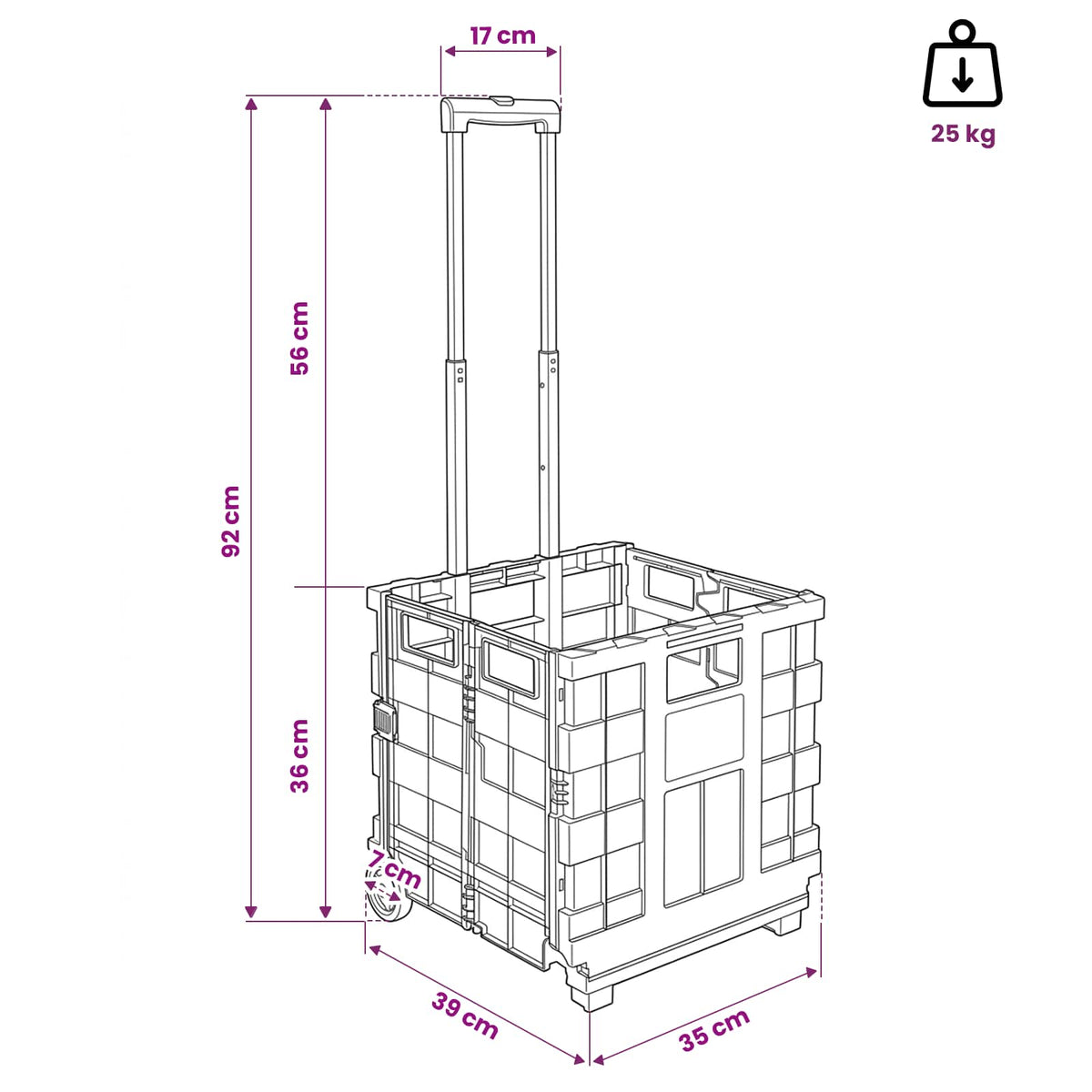 Vogn Sort og rød 35 x 39 x 92 cm PP og Elastomer