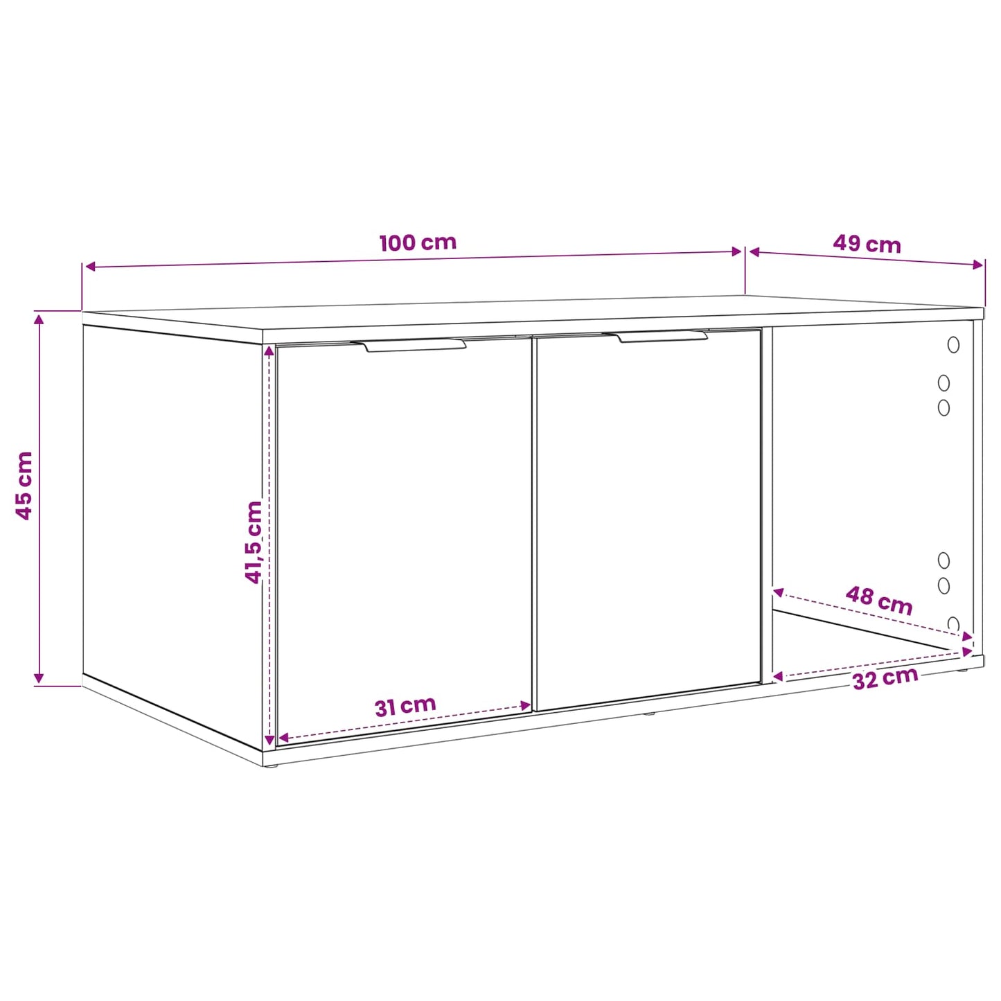Kattebur møbel Grå Sonoma 100 x 49 x 45 cm Konstrueret træ