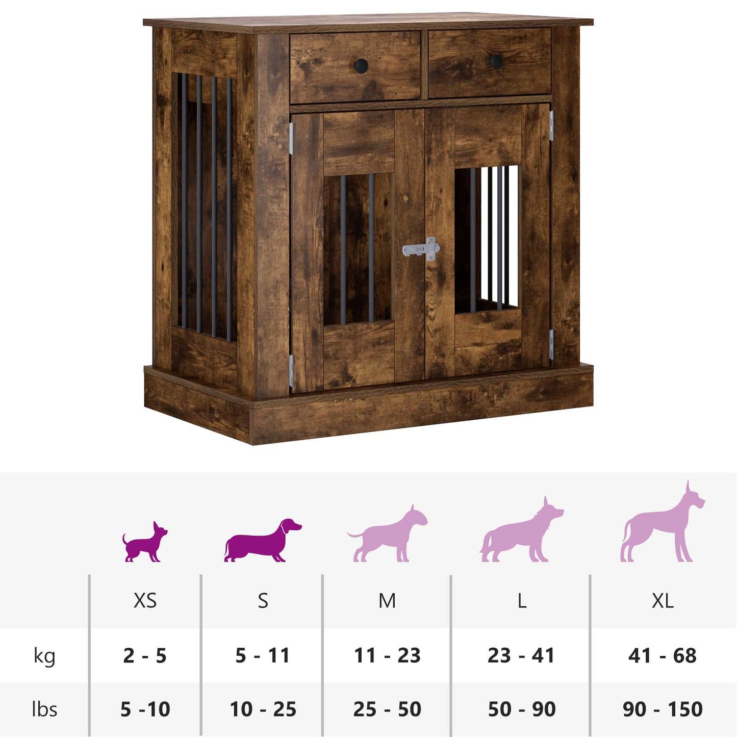 Hundekasse møbel Røget eg 80 x 47,5 x 80 cm Konstrueret træ