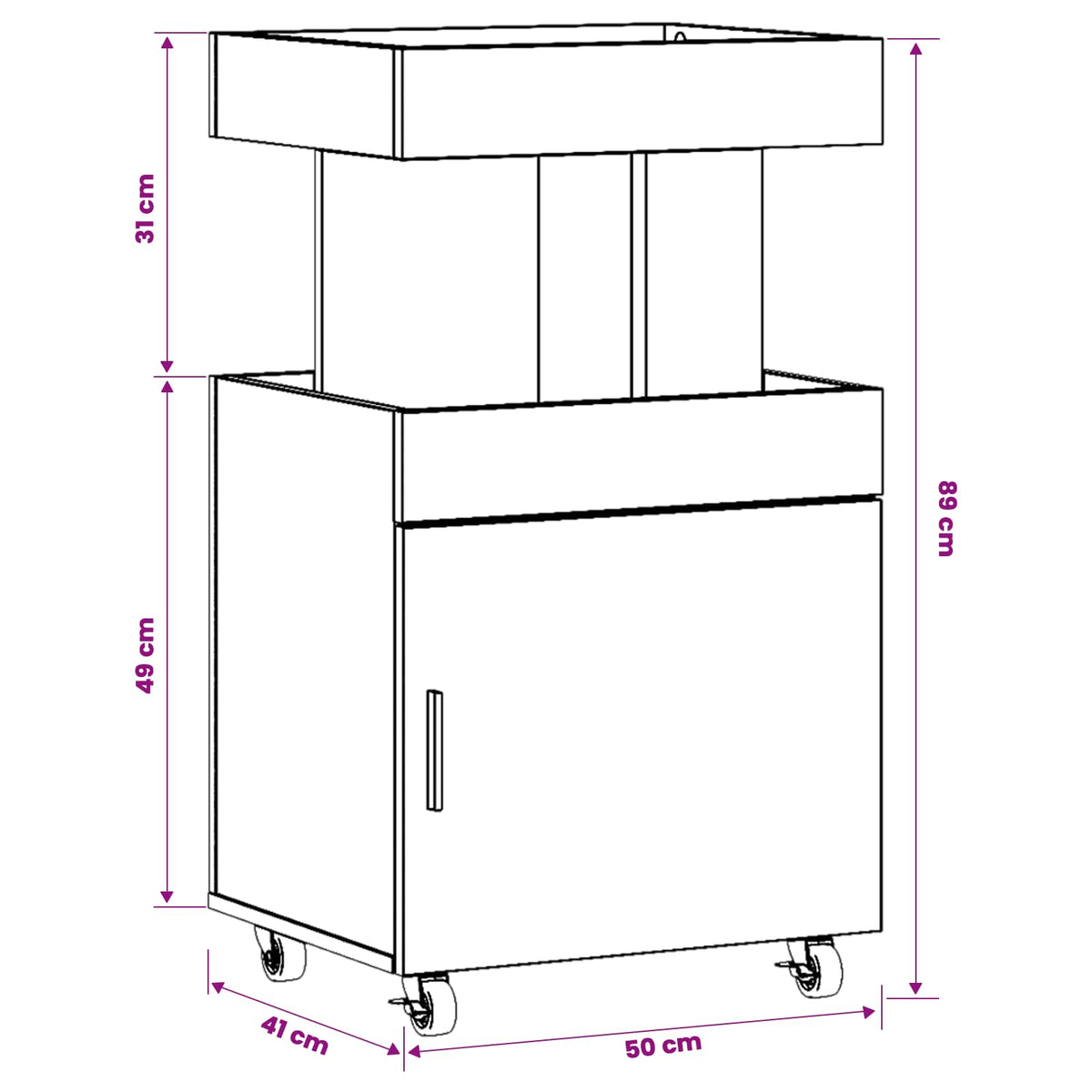 Barvogn Gammelt træ 50 x 41 x 89 cm Konstrueret træ