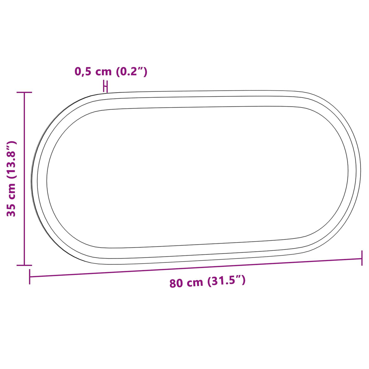 LED badeværelsesspejl Transparent 80 x 35 cm hærdet glas