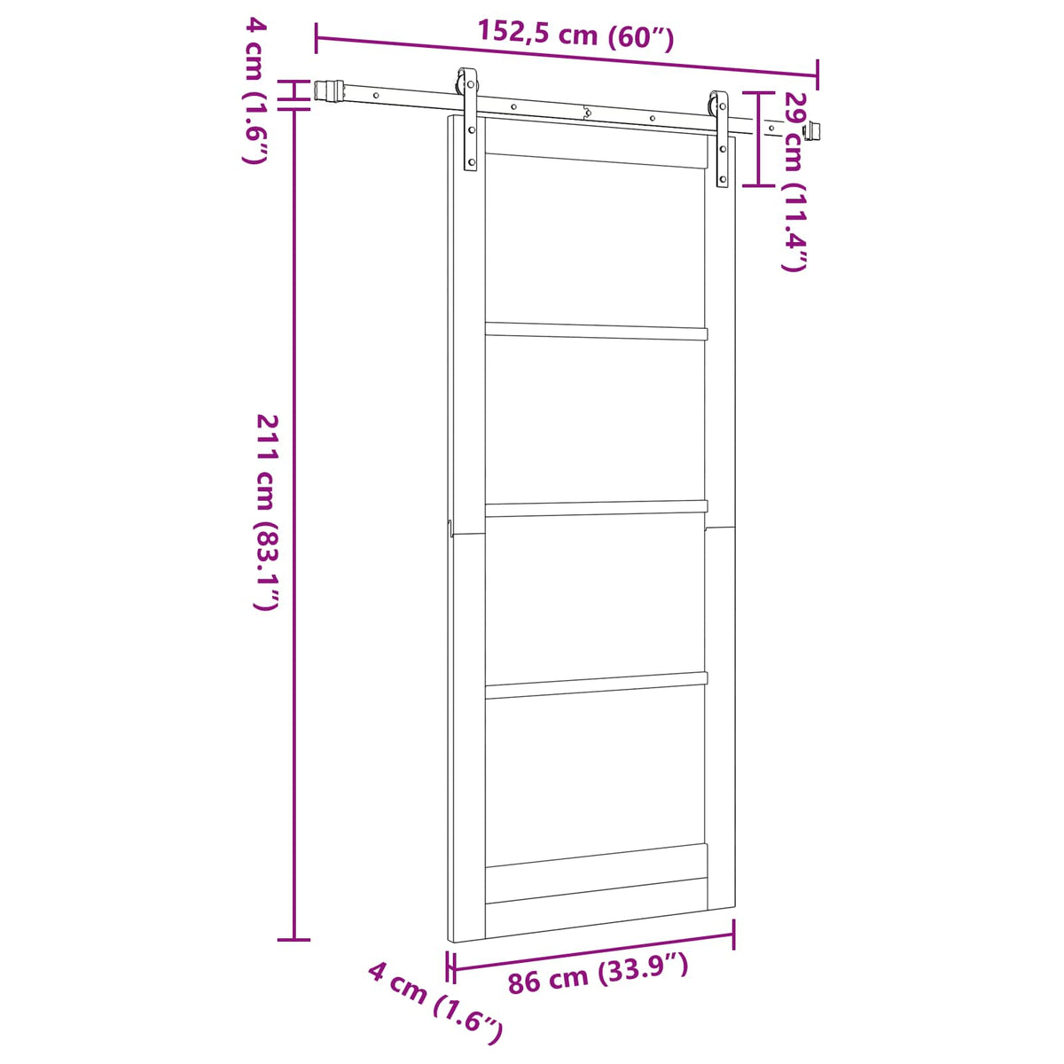 Skydedør Naturfarvet 86 x 211 cm Massivt fyrretræ