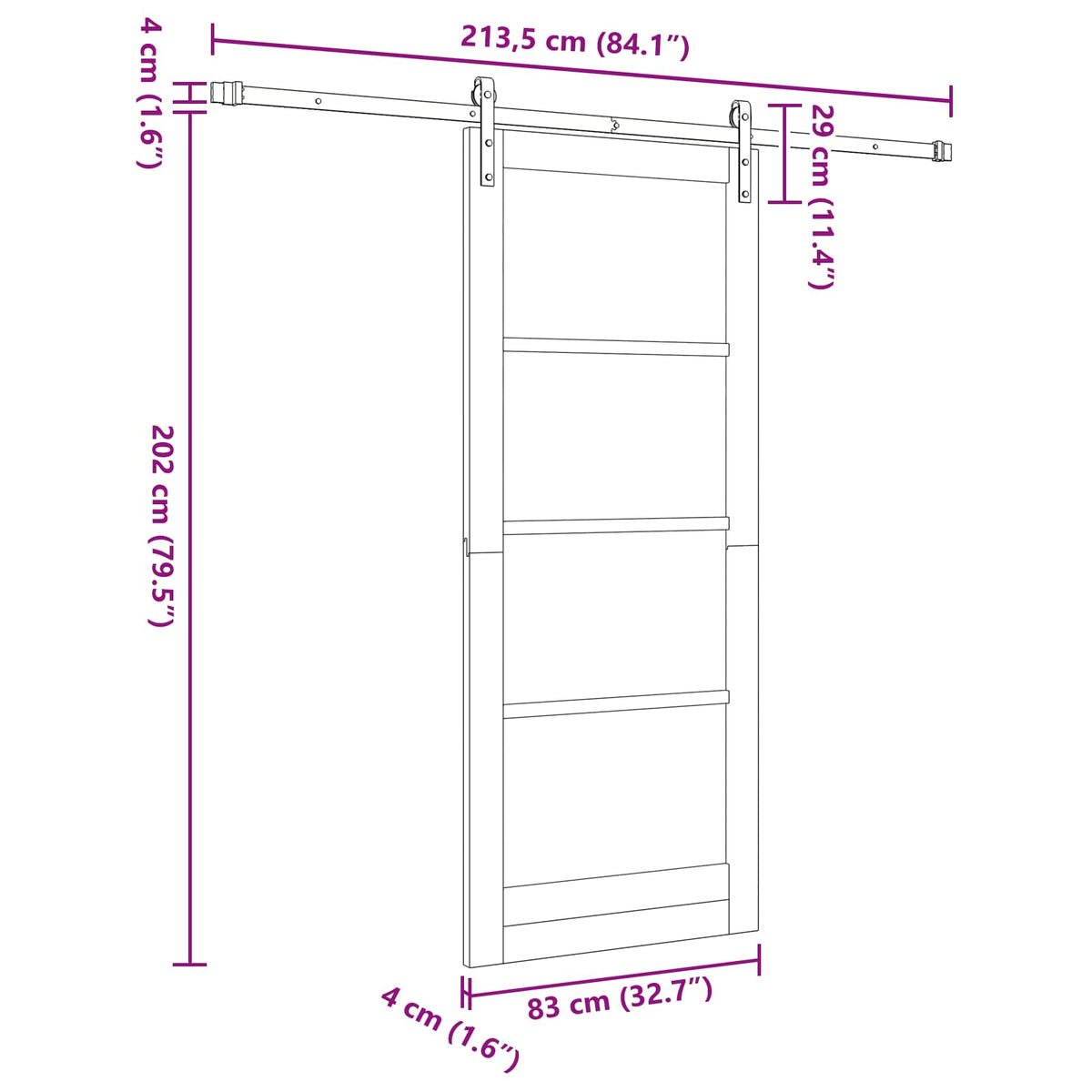 Skydedør Hvid 83 x 202 cm Massivt fyrretræ