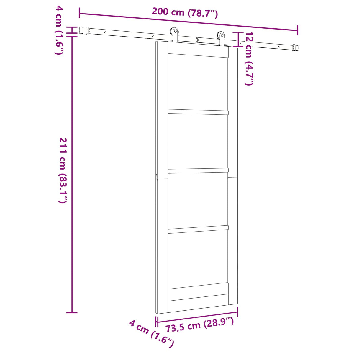 Skydedør Natur og hvid 73,5 x 211 cm Massivt fyrretræ