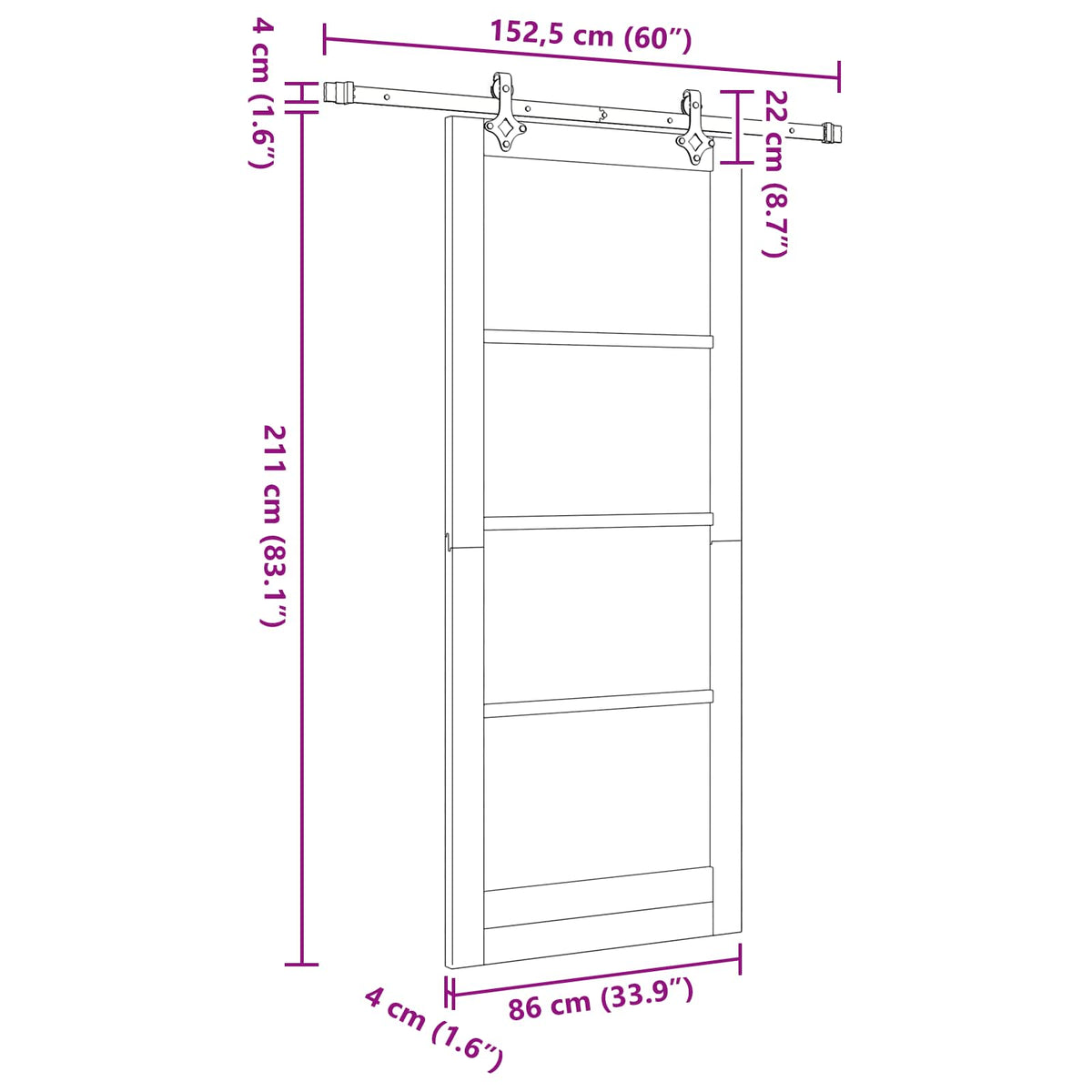 Skydedør ORKDAL 86 x 211 cm Massivt fyrretræ Naturfarvet