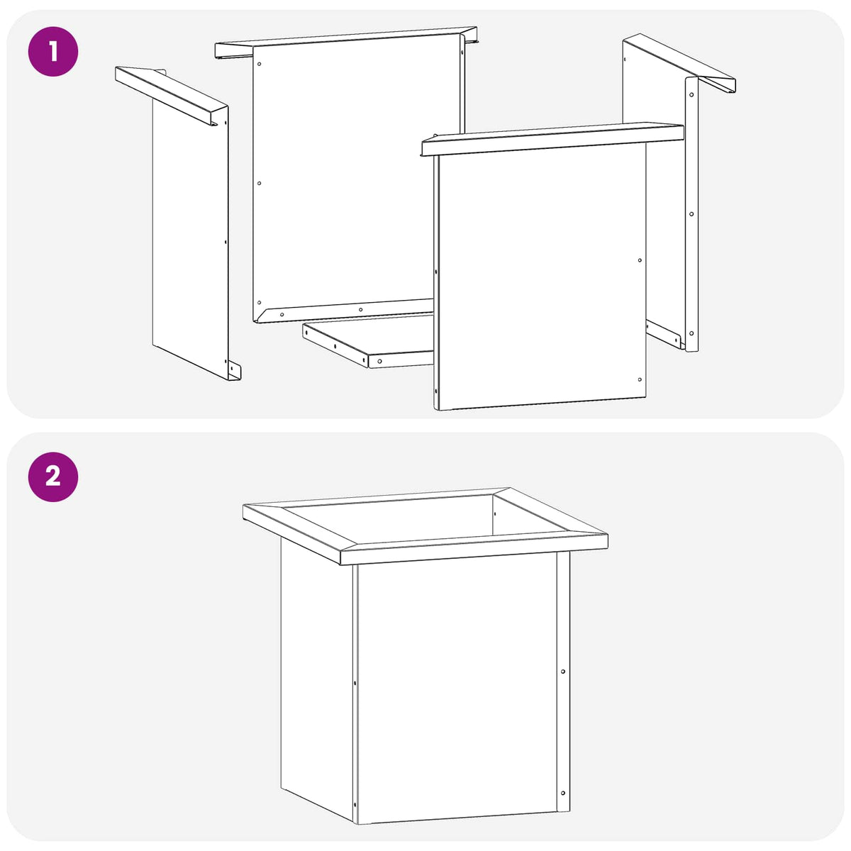Plantekasse med LED 2 stk. Sølv 30 x 30 x 30 cm Rustfrit stål