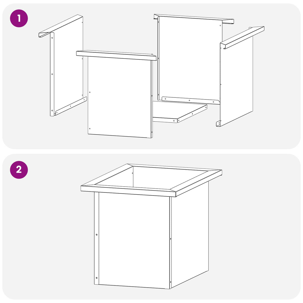 Plantekasse med LED 2 stk. Hvid 30 × 40 × 30 cm Stål