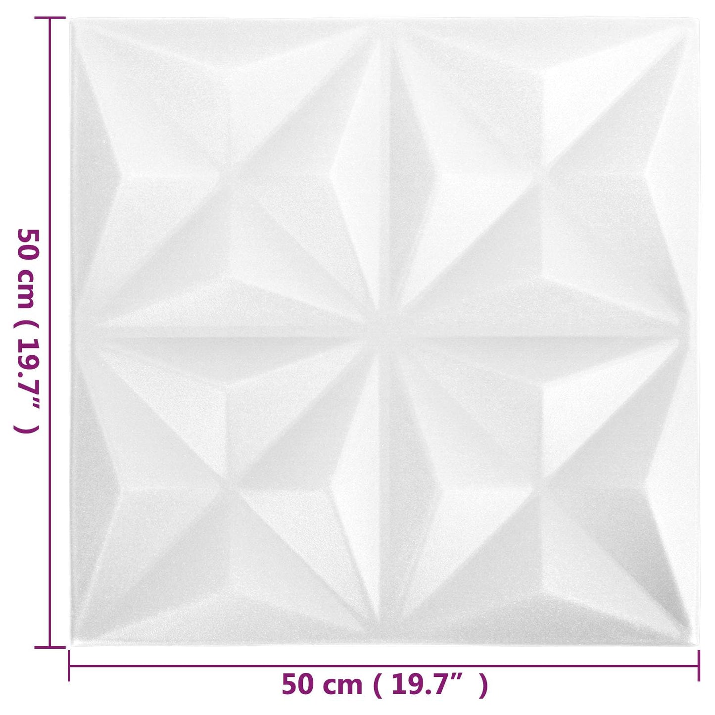 Vægpaneler 24 stk. 50 x 50 cm Origami Hvid XPS Skum