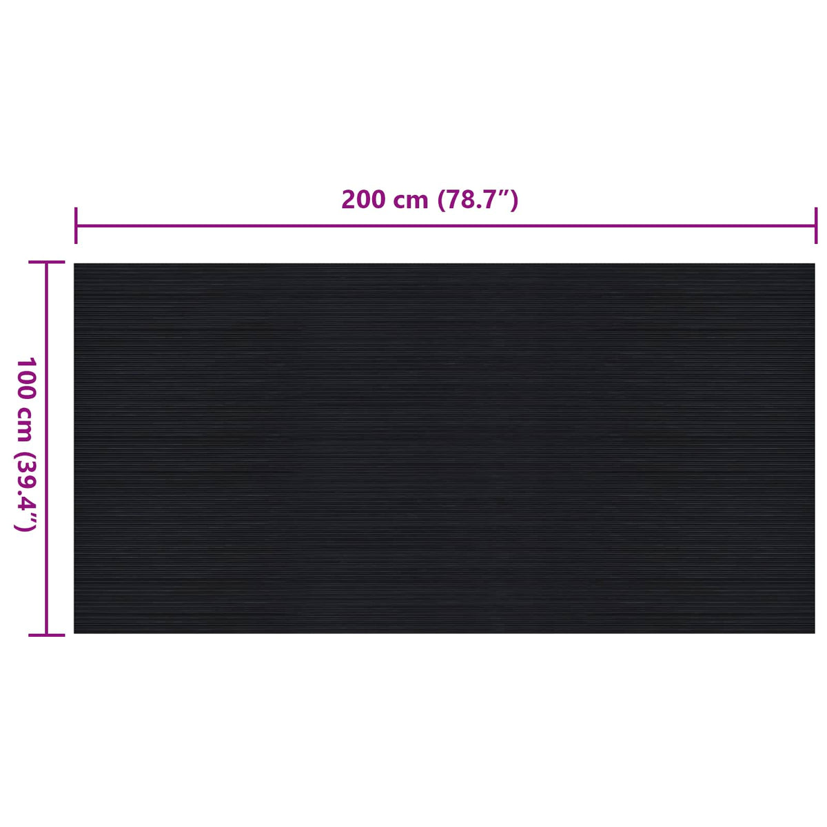 Gulvmåtte med fine ribber Sort 1 x 2 m Gummi