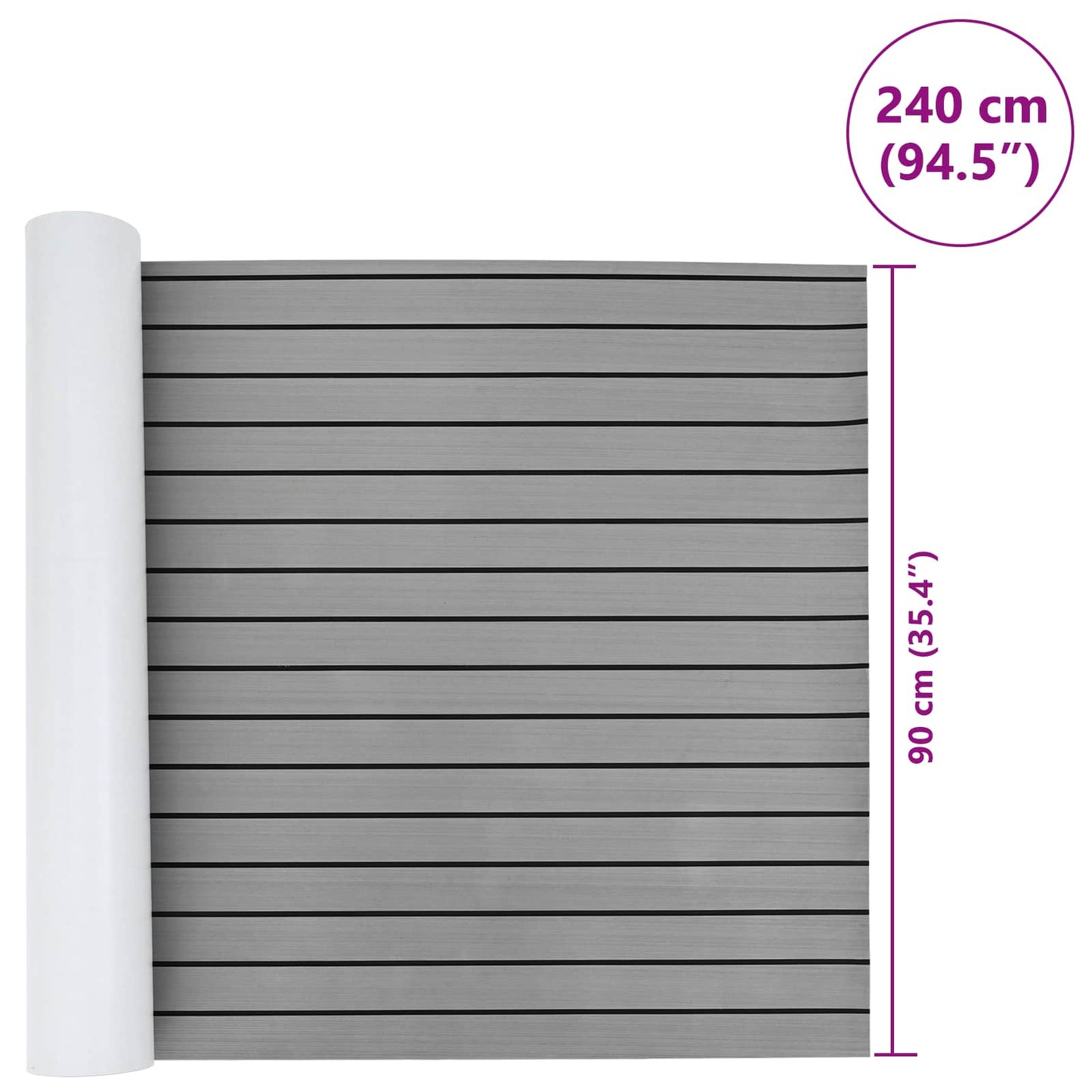 Bådmåtte Stribet Lys grå og sort 240 x 90 cm EVA