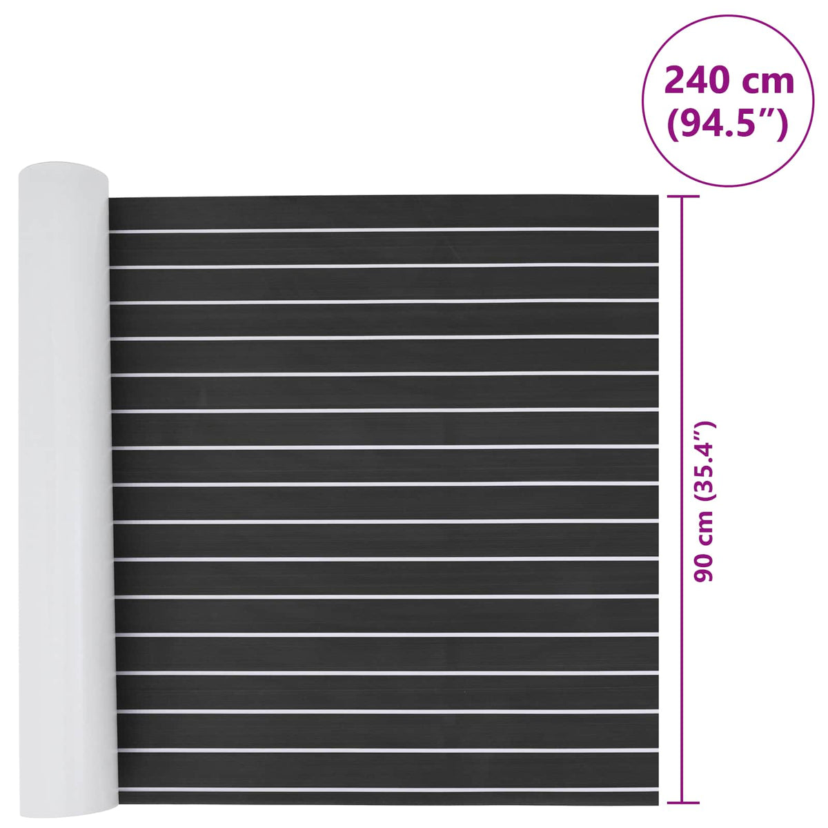 Bådmåtte Stribet Mørkegrå og Hvid 240 x 90 cm EVA