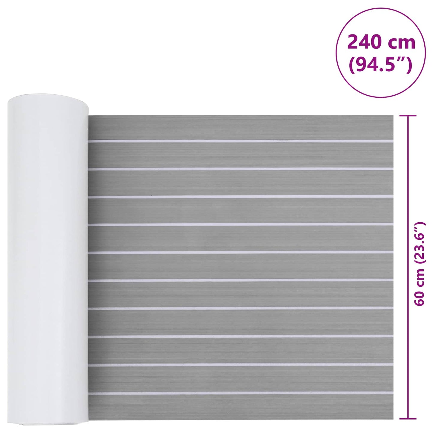 Bådmåtte Stribet Lys Grå og Hvid 240 x 60 cm EVA