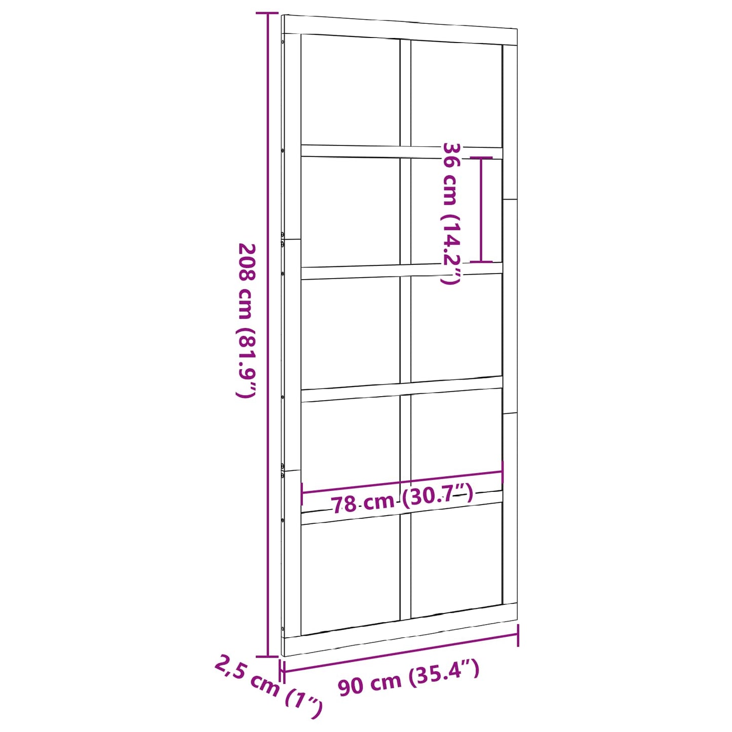 Ladedør 90 x 2,5 x 208 cm Massivt fyrretræ Voksbrun