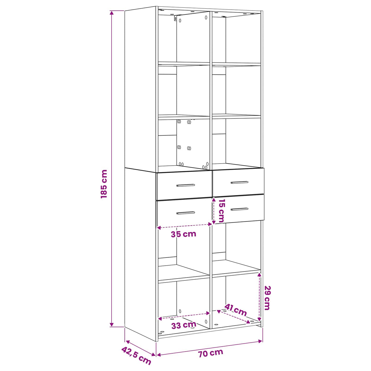 Bogreol Sort eg 30 x 42.4 x 185.2 cm