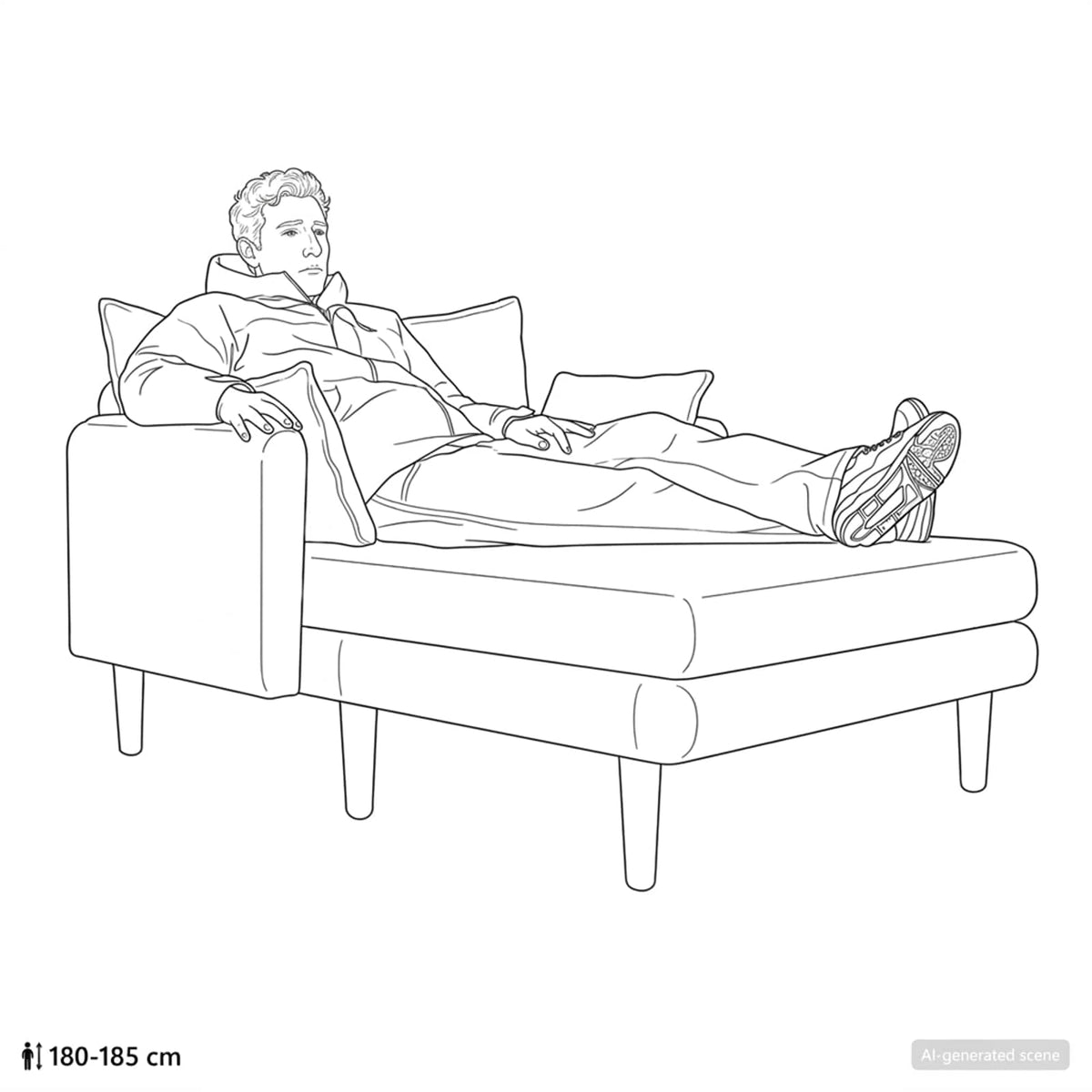 Overdimensioneret chaiselong Blå Corduroy stof