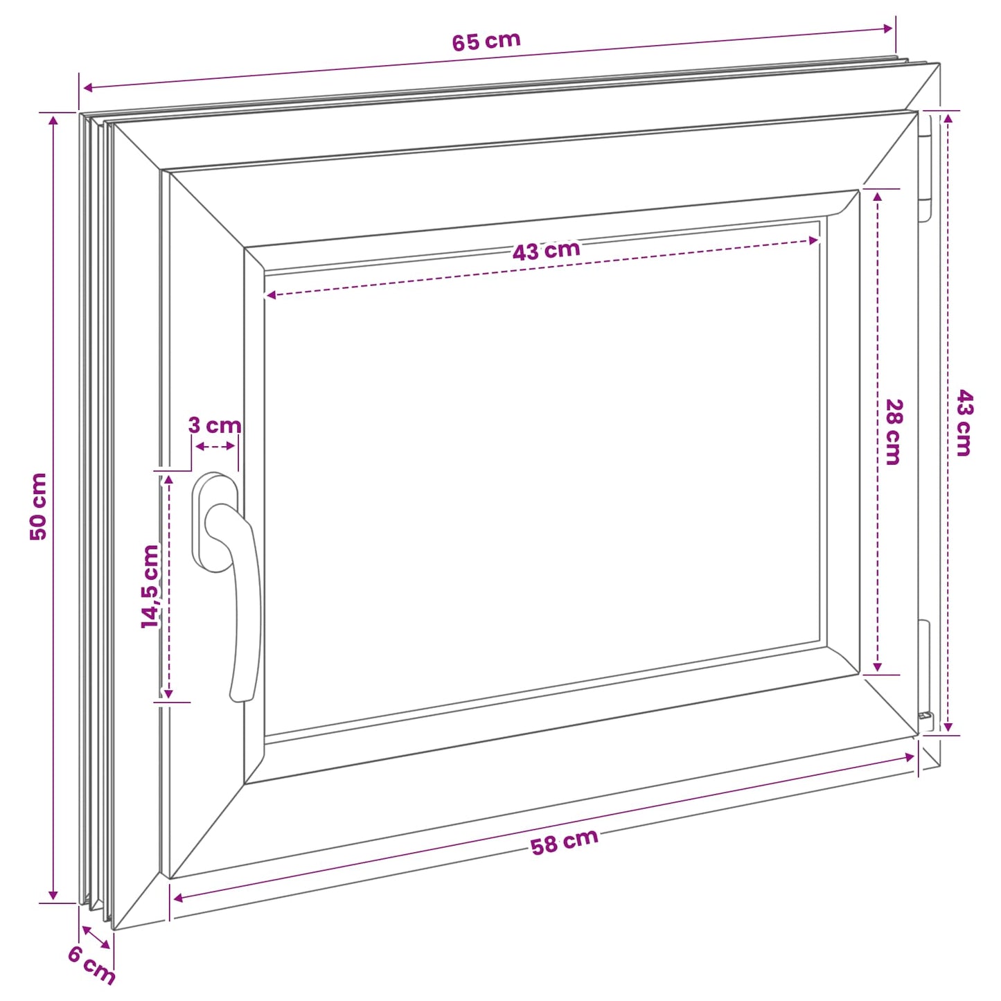 Kældervindue RISOR 50 x 55 cm PVC og glas