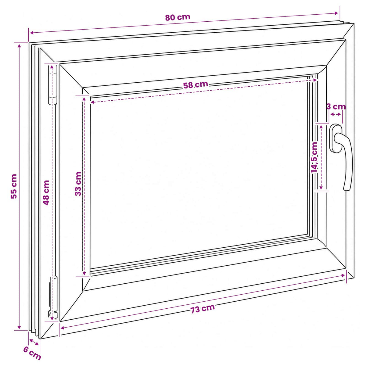 Kældervindue RISOR 80 x 55 cm PVC og glas