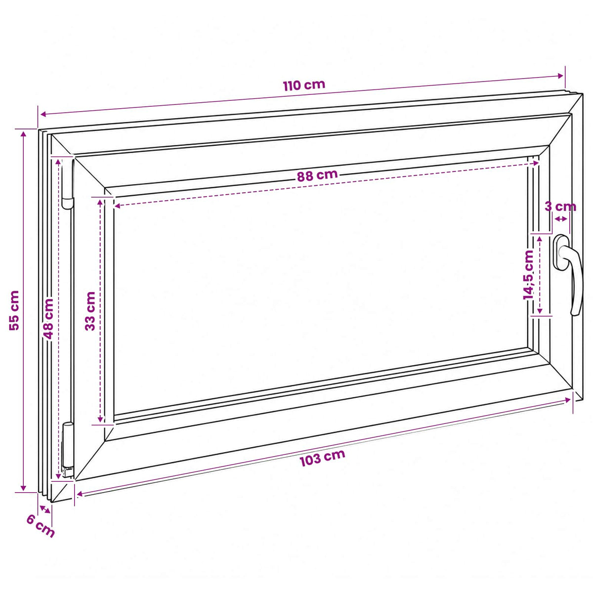 Kældervindue RISOR 110 x 55 cm PVC og glas