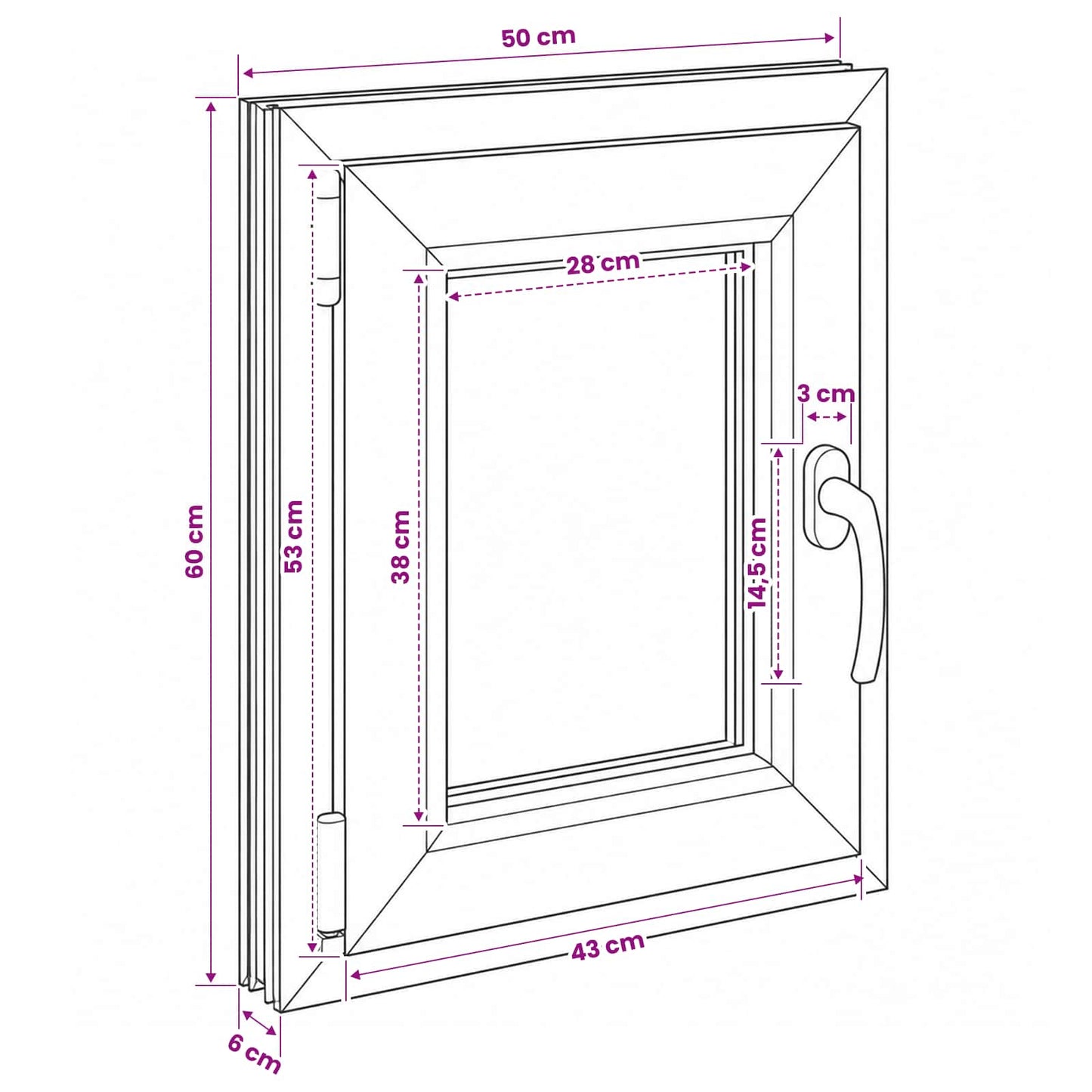 Kældervindue RISOR 50 x 60 cm PVC og glas