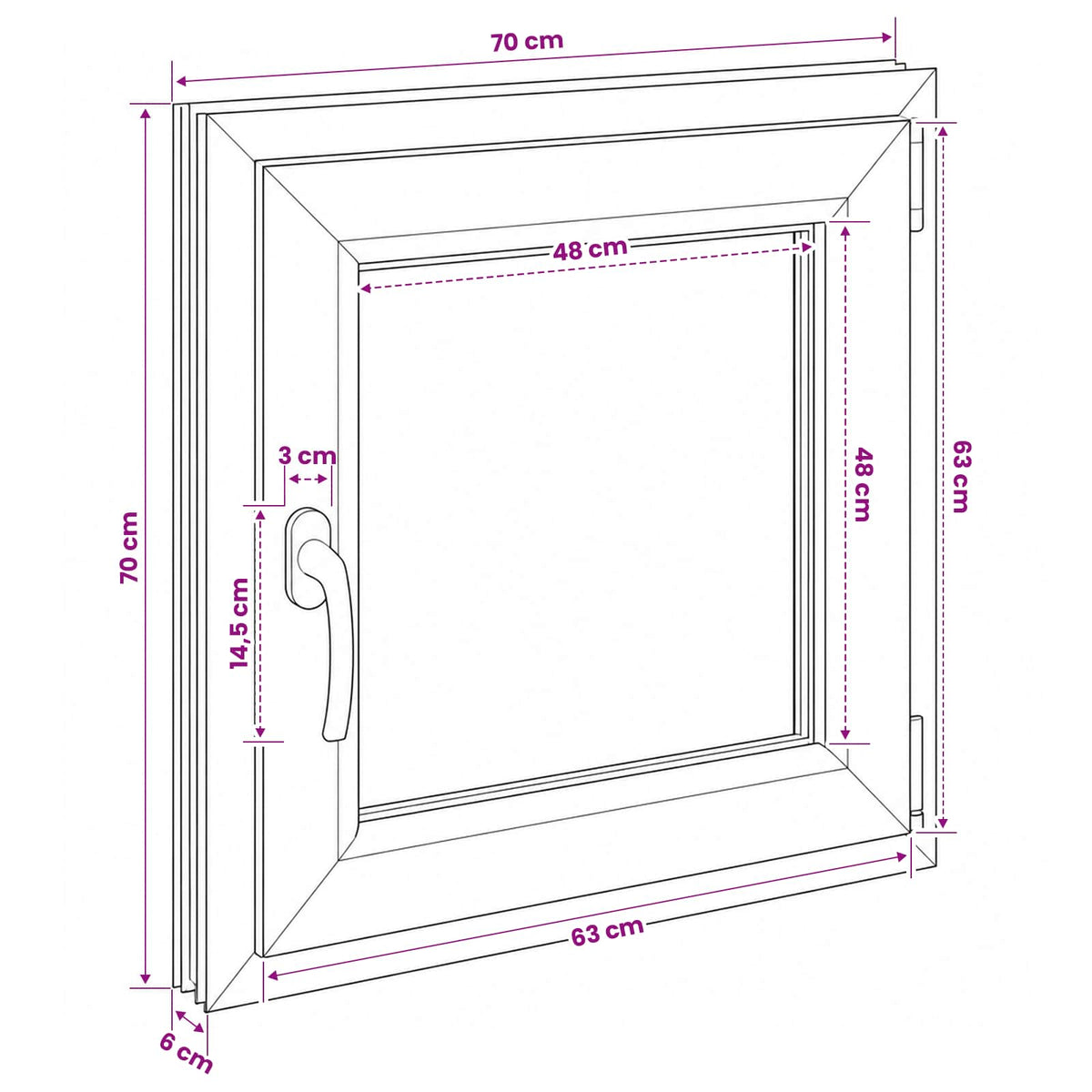 Kældervindue RISOR 70 x 70 cm PVC og glas