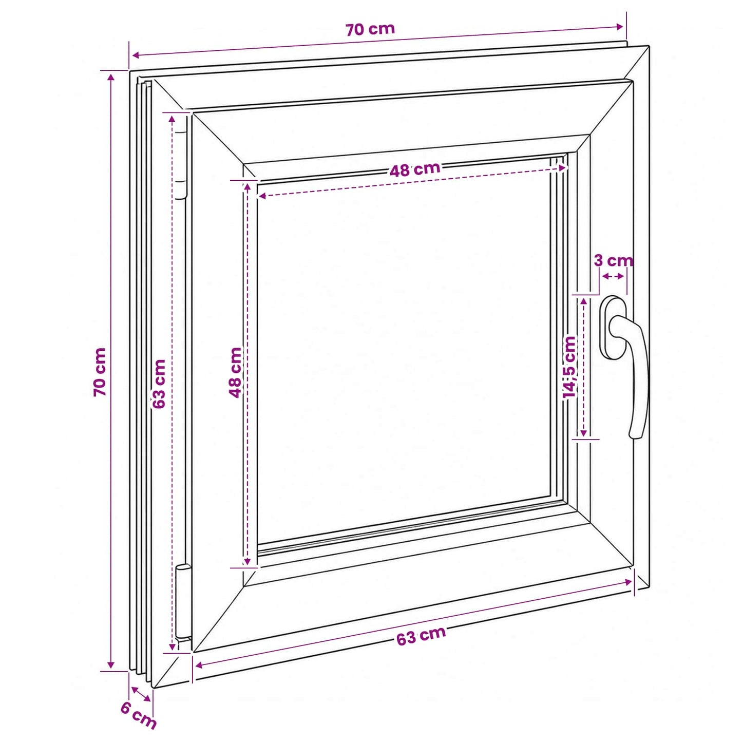 Kældervindue RISOR 70 x 70 cm PVC og glas