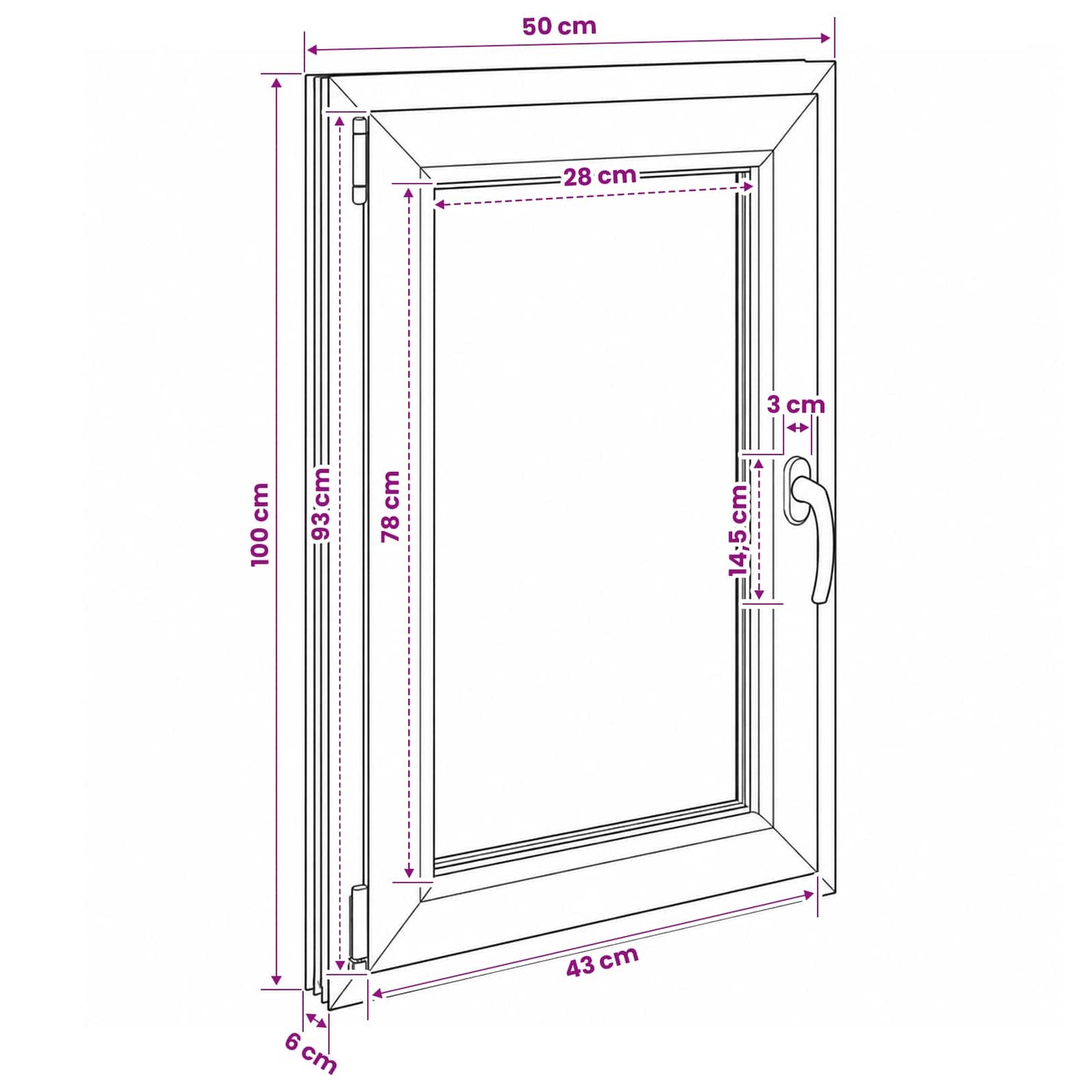 Kældervindue RISOR 50 x 100 cm PVC og glas