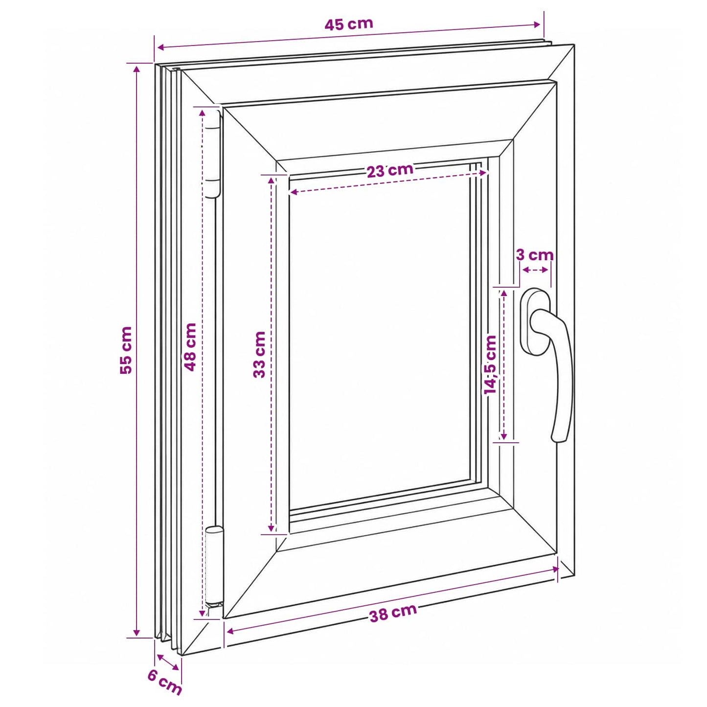 Kældervindue RISOR 50 x 55 cm PVC og glas