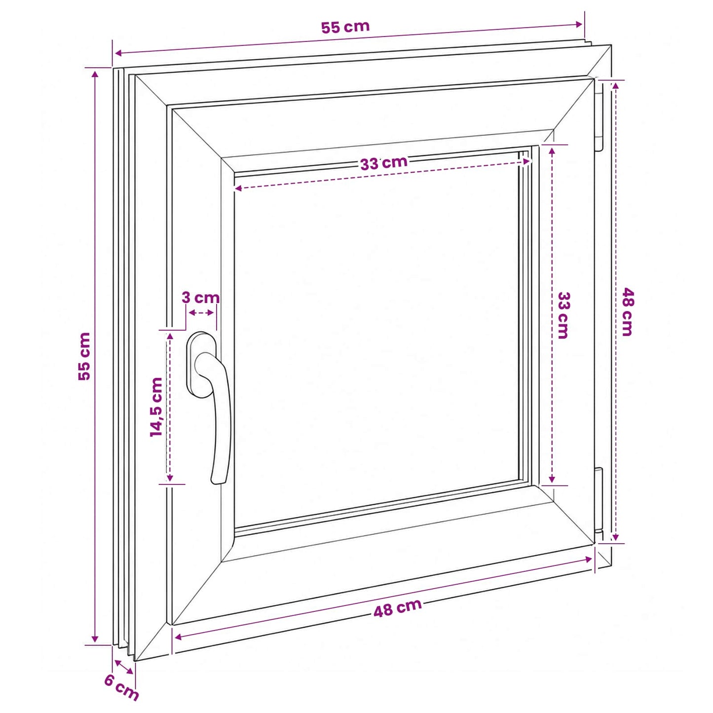 Kældervindue RISOR 55 x 55 cm PVC og glas