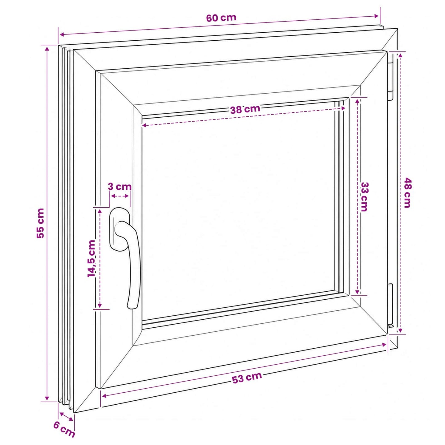 Kældervindue RISOR 60 x 55 cm PVC og glas