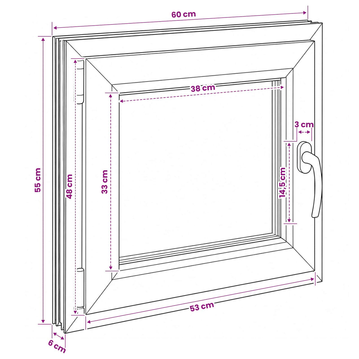 Kældervindue RISOR 60 x 55 cm PVC og glas