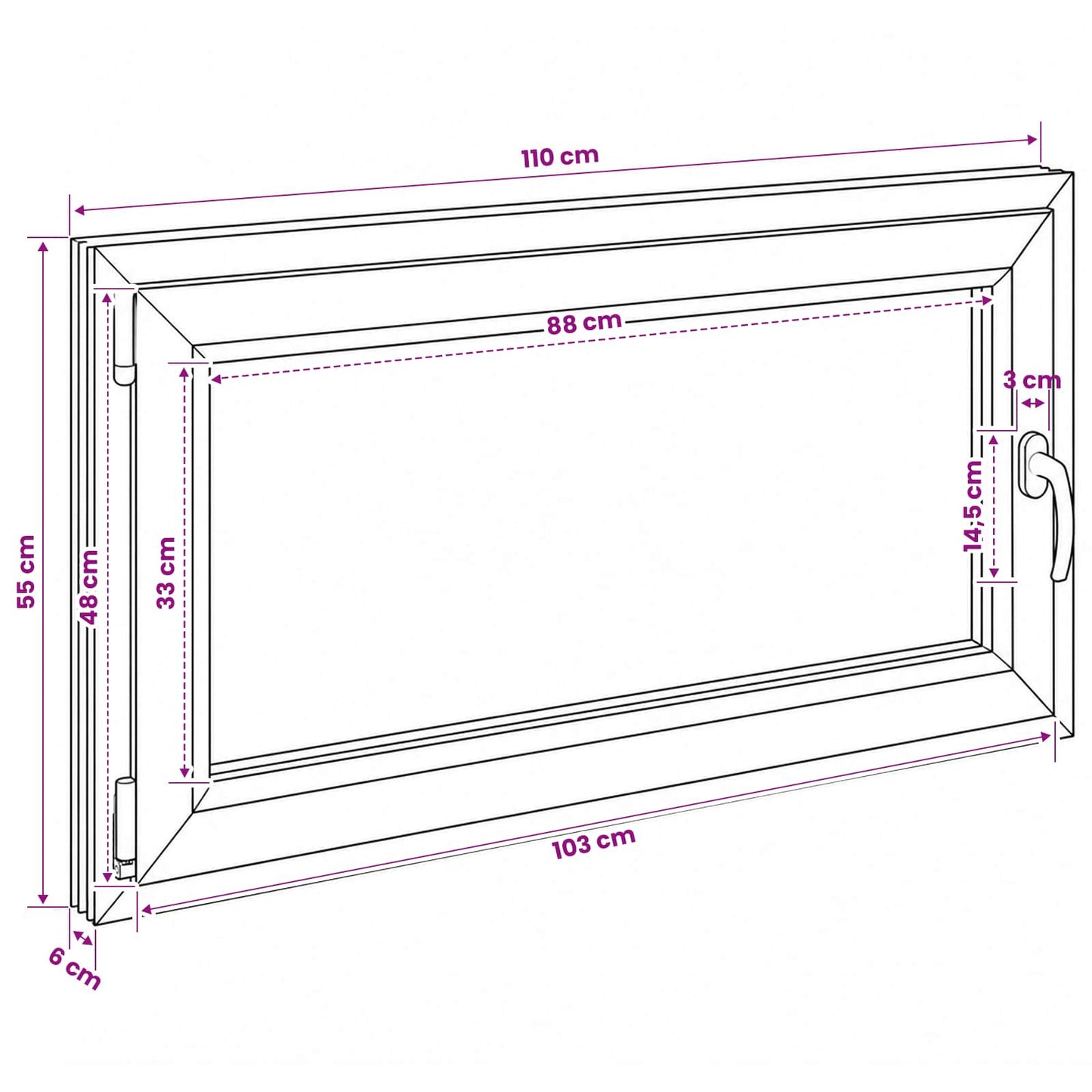 Kældervindue RISOR 110 x 55 cm PVC og glas