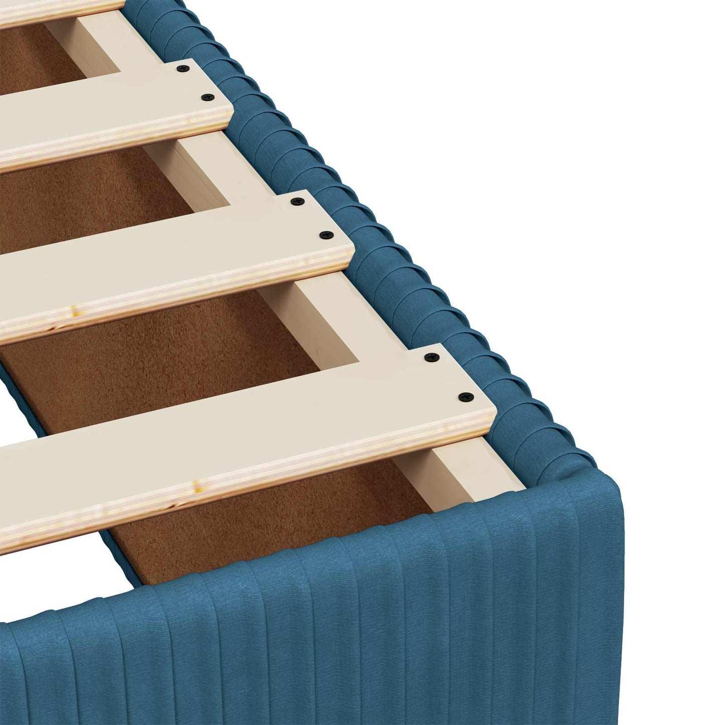 Boxmadras med topmadras med hovedgærde Blå 120 x 200 cm Fløjl