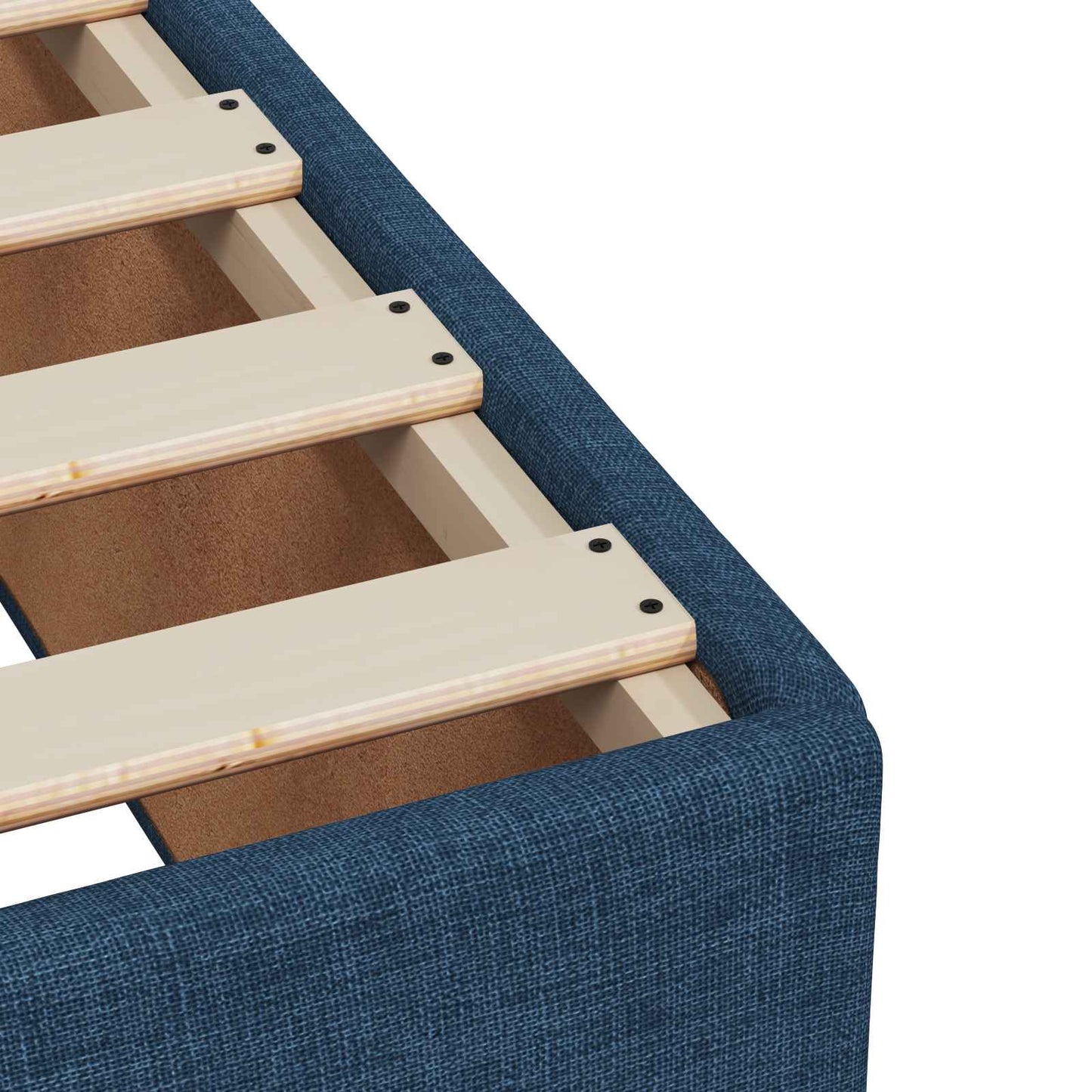 Boxmadras med topmadras med hovedgærde Blå 180 x 200 cm Stof