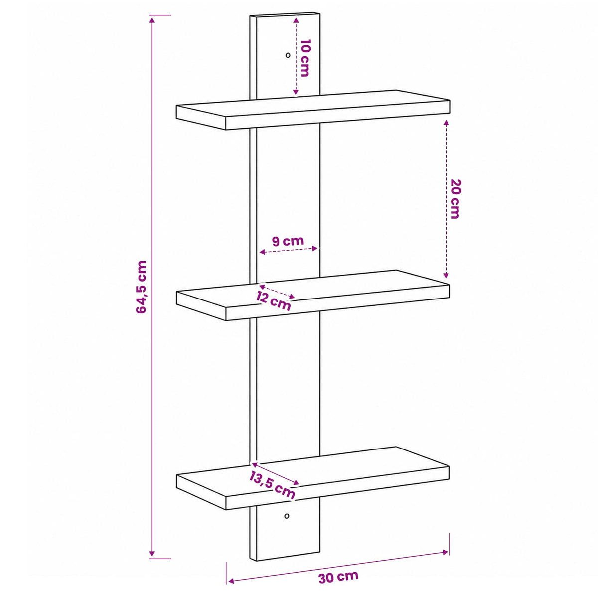 Væghylde Gammelt træ 30 x 13.5 x 64.5 cm Konstrueret træ