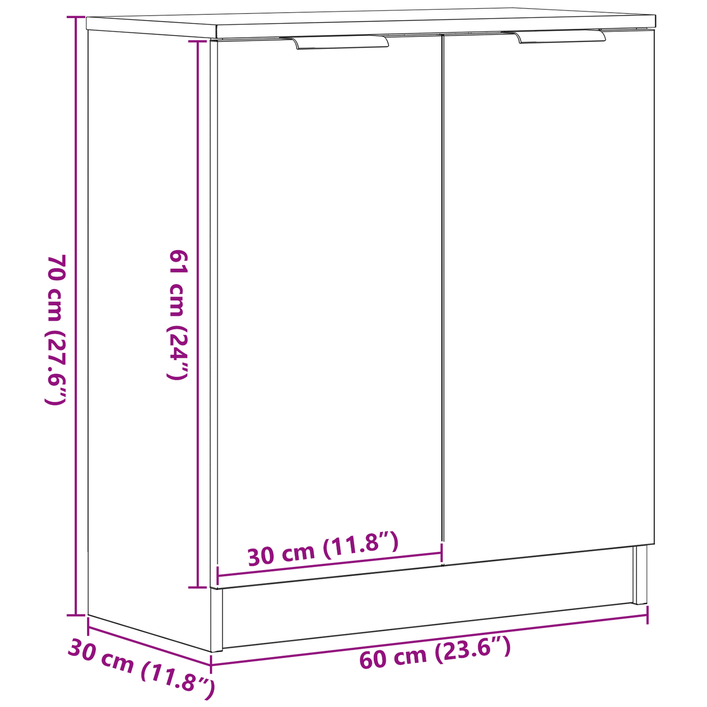 Sideboard Sort eg 60 x 30 x 70 cm Konstrueret træ