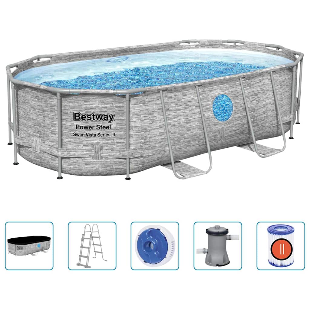 Power Steel swimmingpoolsæt 427x250x100 cm