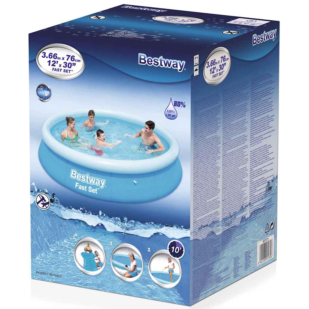 Fast Set oppustelig swimmingpool rund 366 x 76 cm 57273