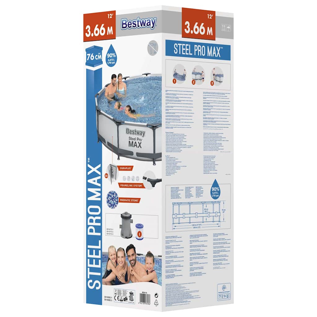 Steel Pro MAX swimmingpoolsæt 366x76 cm