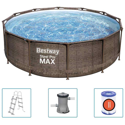 Steel Pro MAX swimmingpoolsæt Deluxe Series rund 366x100 cm