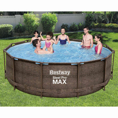 Steel Pro MAX swimmingpoolsæt Deluxe Series rund 366x100 cm