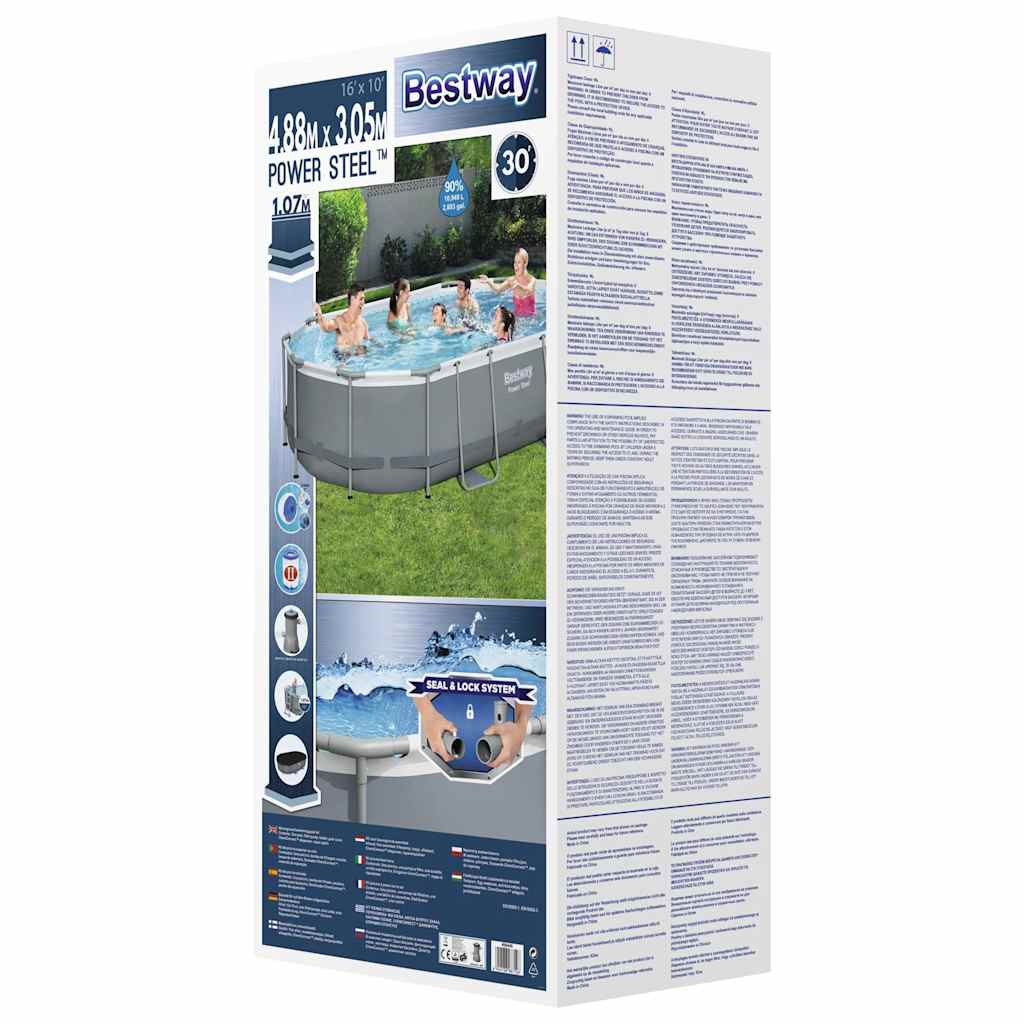 Power Steel swimmingpoolsæt 488x305x107 cm oval