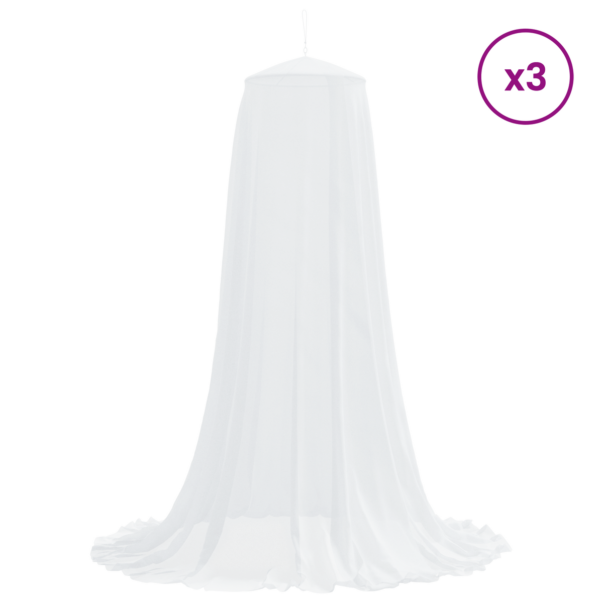 Myggenet til seng 3 stk. 156 mesh Hvid ⌀56 x 220 cm Polyester