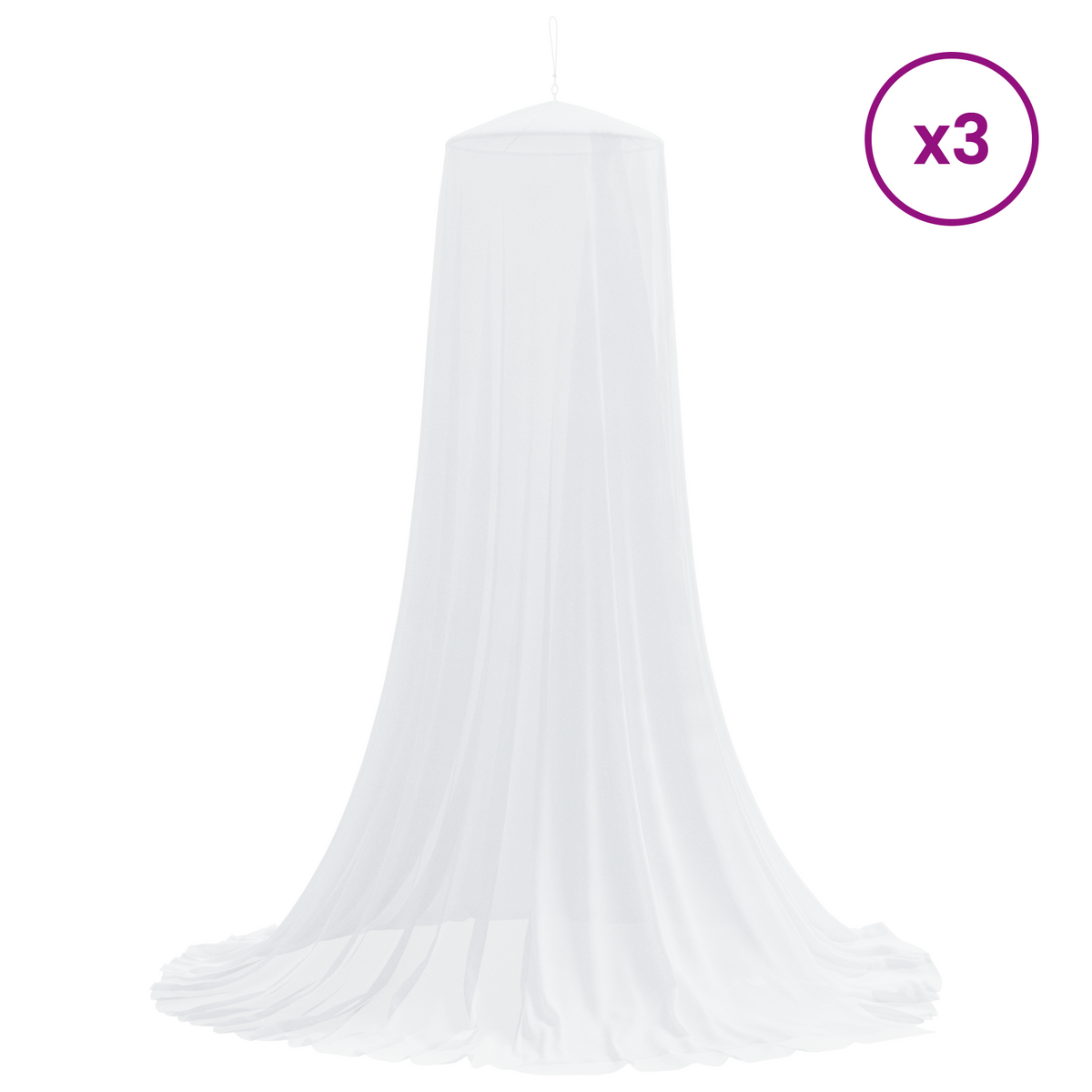 Myggenet til seng 3 stk. 156 mesh Hvid ⌀56 x 220 cm Polyester