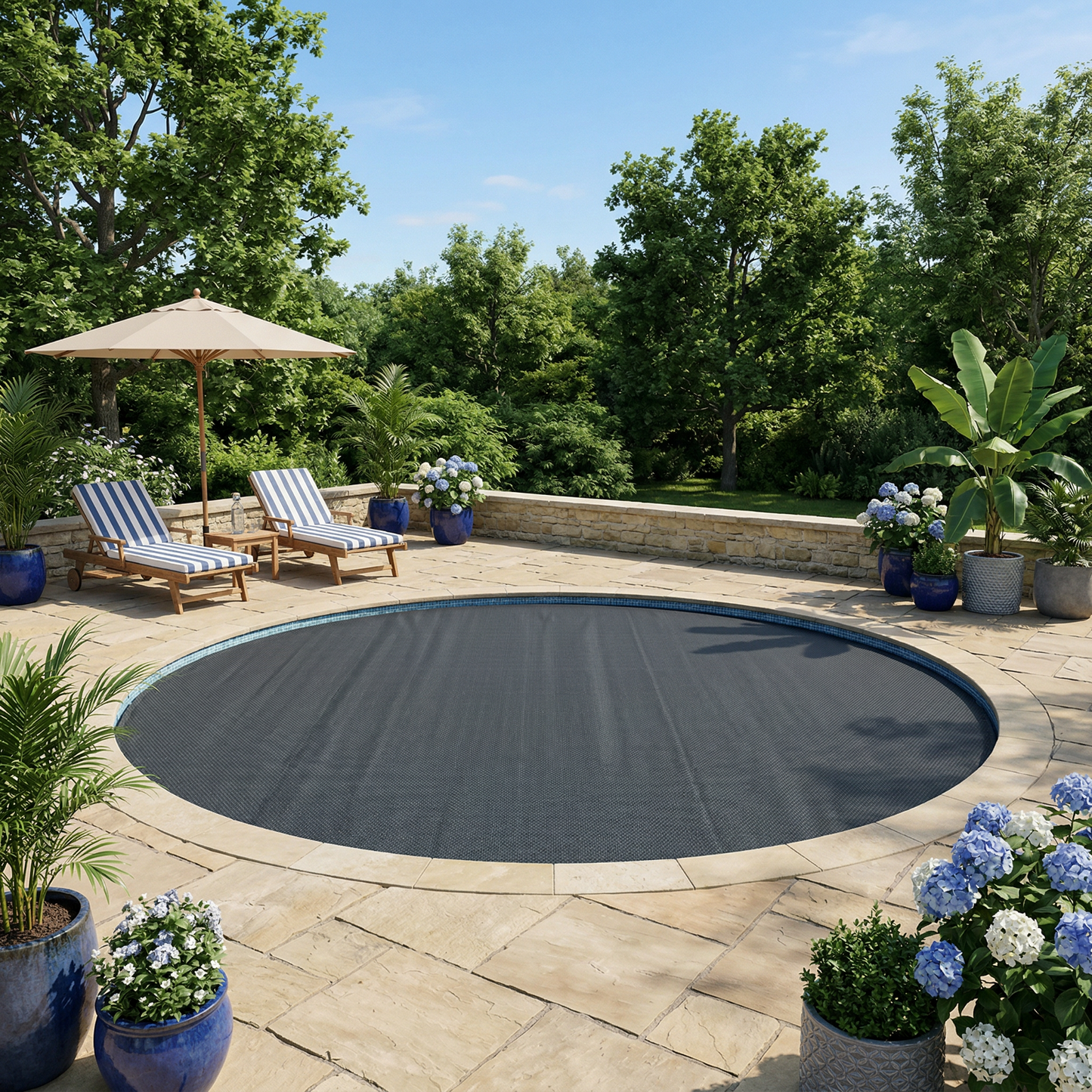 Solar Pool Cover Ekstra Tung Ø 549 cm 400 μm Rund PE Sort