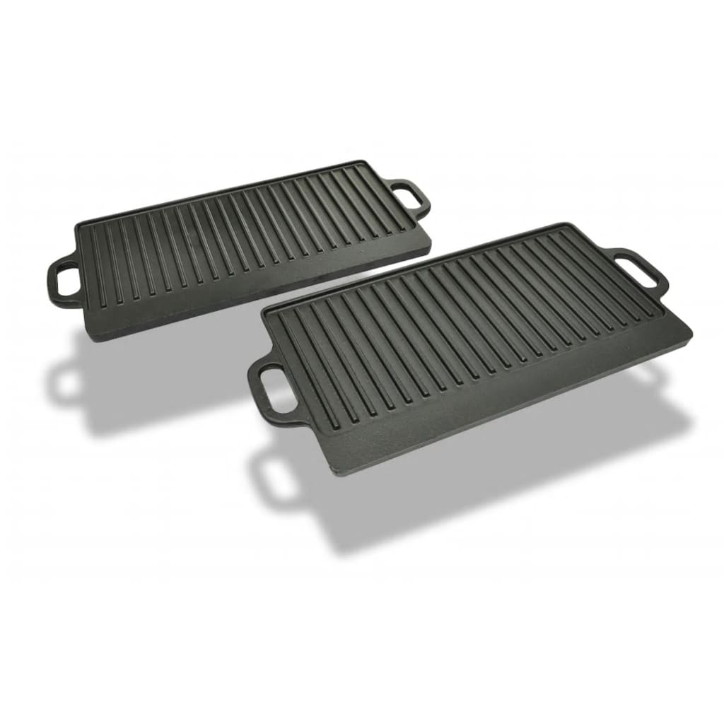 vendbar grillpande i støbejern 2 stk. 38x23 cm