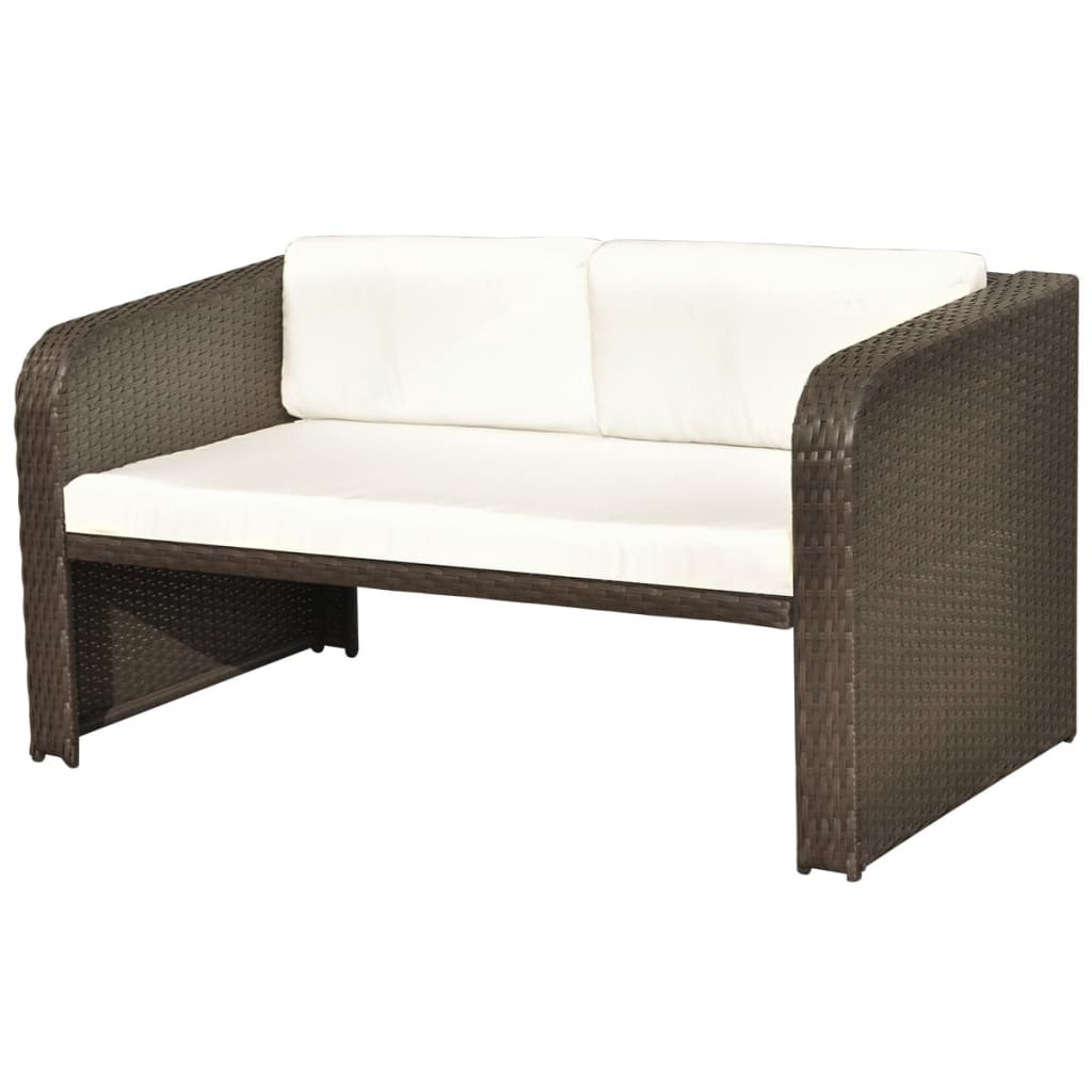 haveloungesæt 4 dele med hynder polyrattan brun