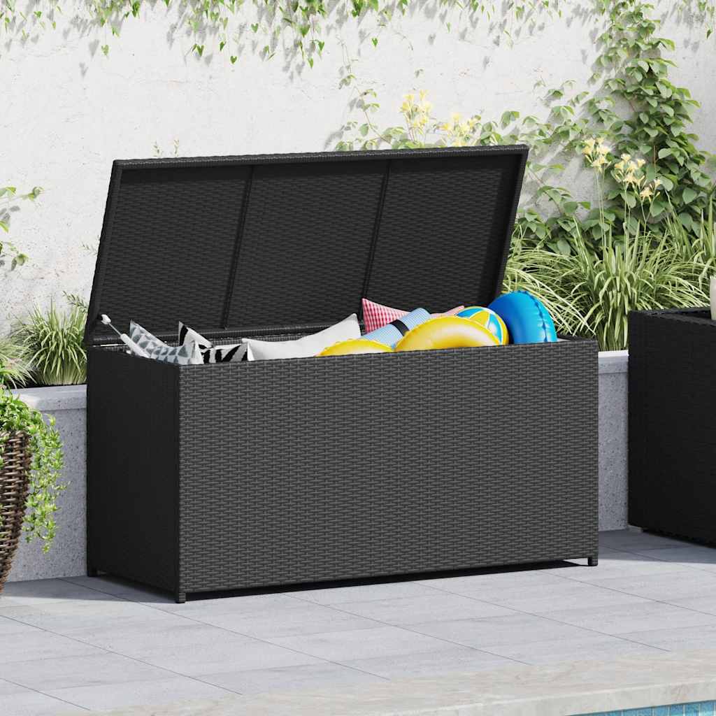 udendørs opbevaringkasse sort 120x50x60 cm polyrattan