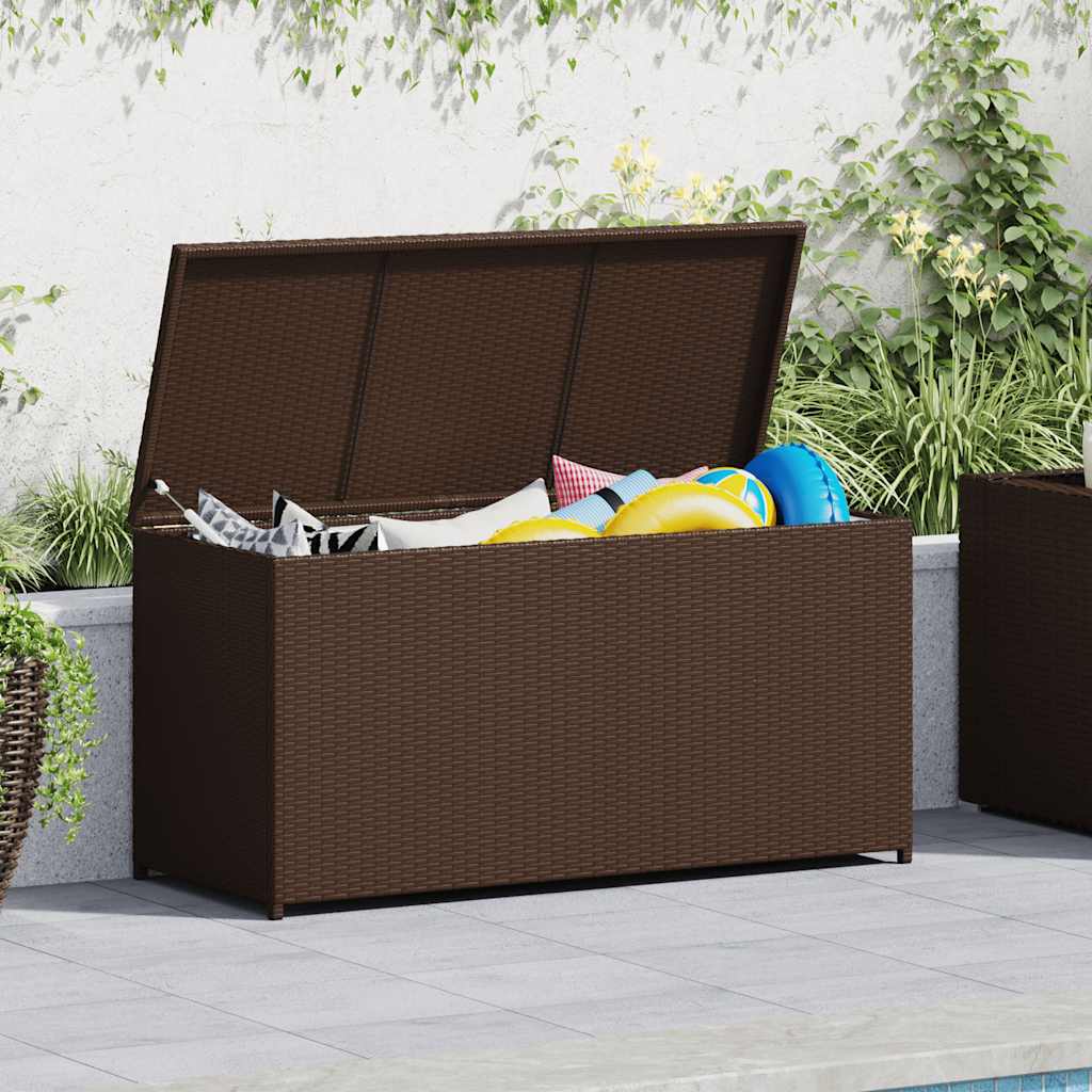 udendørs opbevaringkasse brun 120x50x60 cm polyrattan